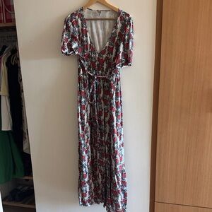 Jcrew liberty print V-Neck Maxi Dress size large